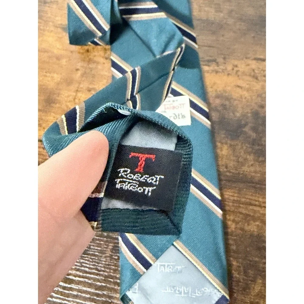 Robert Talbott Reichardt's Tie Green Blue Striped Italian Silk USA Made 58
